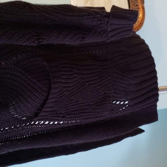 POINTELLE OPEN FRONT CARDIGAN WITH POCKETS Black - Picture 5 of 7